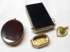 A Mixed Lot comprising: a metal framed and Agate panelled Vesta; oval gilt metal and Agate