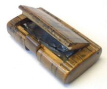 A 19th Century Treen “Trick” Snuff Box of book design, pen and ink chequered decoration, measuring