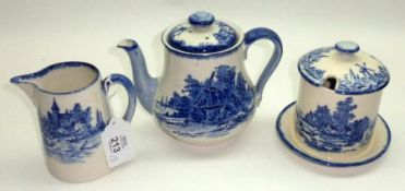 A Mixed Lot: a small Royal Doulton “Norfolk” pattern Bachelors Teapot; a Preserve Pot with lid and