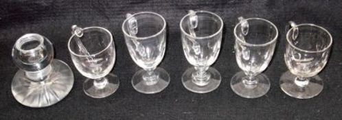 A Glass Match Striker and five various Custard Cups