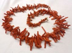 A Graduated Red Stag Coral Necklace