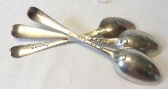 A Mixed Group of two early Georgian base-marked Dessert Spoons, Old English pattern; together with a