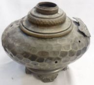 An unusual previously Silver Plated Oil Lamp Base, of panelled ovoid form, approximately 9 ½” x