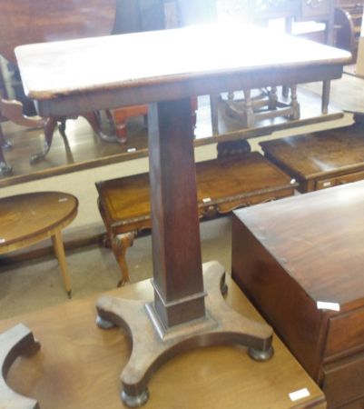 A 19th Century Mahogany Pedestal Single Drawer Side Table, on square support on small round feet,