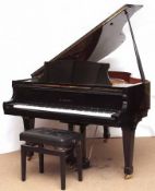 A Kawai Short Grand Piano, Model KG-2D, in ebonised case, raised on tapering square supports, Serial