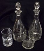 A pair of 20th Century Whitefriars large Conical Decanters, each with presentation inscription “To