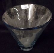 A pale blue tinted Glass Holmegaard (Danish) Vase of tapering circular form, dated 1958, 7 ½” high