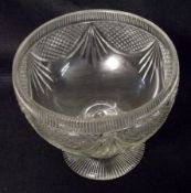A Lead Crystal Circular Bowl, raised on a short pedestal and star-cut spreading circular foot, (