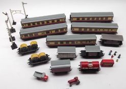 A Mixed Lot: various Hornby Dublo Tinplate Coaches (5); various Signals, Figures, other Rolling
