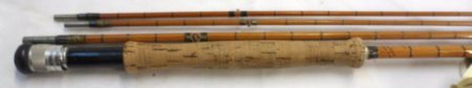 Vintage three-piece 10ft Split Cane “The Itchen Palakona” Fishing Rod