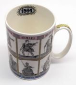 A Wedgwood Shakespeare 500 Year Commemorative Tankard, 1564/1964, engraved in the Wedgwood Studios