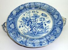 A 19th Century Round Double-Handled Spode India pattern Warming Plate, 11” diameter