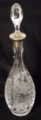 A decorative modern Lead Crystal Decanter, etched with foliage and also with facetted panels of