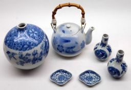 Collection of various 20th Century underglaze blue decorated Oriental Wares, includes a Teapot