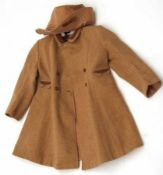 A 1940s Brown Checked Wool Coat bearing CC41 interior label with matching Bonnet