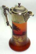 A Royal Doulton and Silver Plated Mounted Claret Jug with a mask moulded spout and the handle