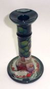 A Moorcroft Candlestick decorated with the “Mamoura” design, circa 1992, impressed marks, 8 ¼” high