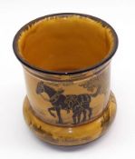 A Royal Doulton Series Ware Cylindrical Small Jardinière, printed in ochre and black with a scene of