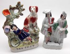 A 19th Century Staffordshire Group “Dog Tray”; together with a further Group of male and female