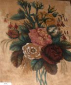 A Victorian Framed Silkwork Picture of Flowers, extensively foxed and discoloured, frame 14 ½” x