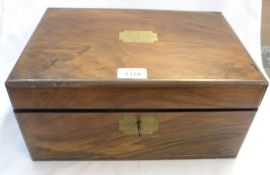 A Victorian Walnut and Brass Bound Writing Box, the interior fitted with writing slope and