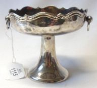 An Edwardian Pedestal Bon-Bon Dish, of circular shape with applied wavy rim, side ringlet handles,