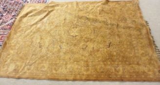 A Brown Moquette Table Cover, decorated with animals and foliage (A/F) 6ft 2” x 4ft 1”