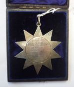 Victorian White Metal Star-shaped Oddfellows Medallion “Presented to PGM John Hilton of 142 Lodge ….