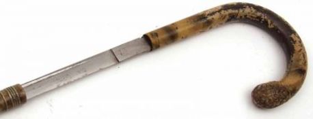 Vintage Faux Wood “Walking Stick” Swordstick, tapering blade 28”