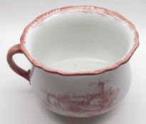 A Doulton Burslem “Norfolk” pattern Chamber Pot, unusually decorated in puce, 5 ½” high