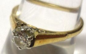 A precious metal Single Brilliant Cut Diamond Ring of approximately ¼ ct, stamped “18ct & Plat”