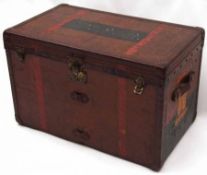 An early 20th Century Louis Vuitton Leather-bound Cabin Trunk (no interior trays), height 23”, width