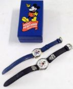 Two reproduction Mickey Mouse Wristwatches, comprising of a Pedre battery-powered Wristwatch with