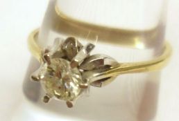 A hallmarked 18ct Gold Solitaire Diamond Ring, approximately ¼ ct