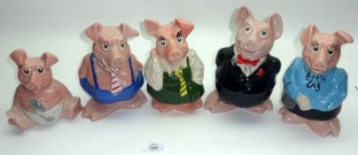 A Set of Five Wade (for National Westminster Bank plc) Pigs