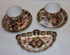 A small collection of Royal Crown Derby Wares, comprises a Coffee Can and Saucer decorated in