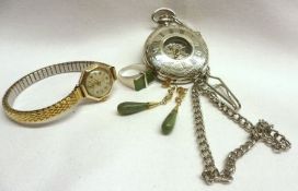 A packet of assorted Jewellery items including, modern “Skeleton” metal cased Pocket Watch with