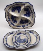 A Royal Doulton “Norfolk” pattern Shaped Square Four-Section Hors D’Oeuvres Dish; together with a