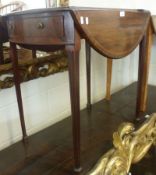 A 19th Century Mahogany Pembroke Table, with boxwood and ebonised hatched strung top, two demi-