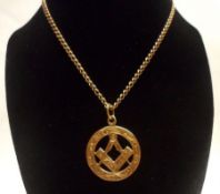 An early 20th Century hallmarked 9ct Rose Gold Masonic Openwork Pendant depicting compass and