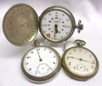 A Mixed Lot of three various Metal Cased Pocket Watches, with button-wind, including a Hunter