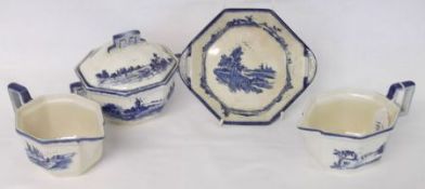 A Royal Doulton “Norfolk” pattern two-handled octagonal Covered Sauce Tureen with slotted lid;