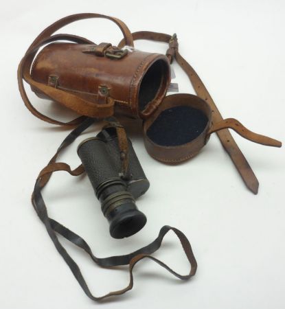 A Leather Cased French Monocular Mon Pris, No 1 Mk I, No 2519, in its original stitched Leather Case