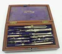 A Victorian French Rosewood Cased Drawing Set of eleven pieces, case size 5” x 9”