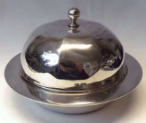 A George V three part Muffin Dish, the panelled top with knob handle, plain liner and base, the base