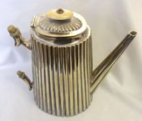 A late 19th Century Electroplated Coffee Pot, of reeded and tapering oval form with hinged cover (