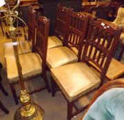 A set of five Mahogany or American Walnut early 20th Century Dining Chairs with reeded/ladder and