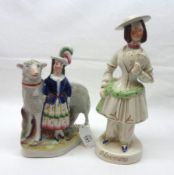 A Late 19th Century Staffordshire Figure “Bloomers”, modelled after Amelia Jenks Bloomer, Female