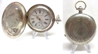 A last quarter of the 19th Century Continental White Metal Cased Key-wind Hunter Pocket Watch (½