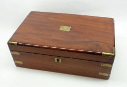 A Mahogany and Brass Bound Former Writing Box, with a void interior, 16” wide